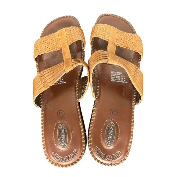 Dr. Scholls Betty Slip On Sandals Women's 11 Leather Beige Woven Beach Comfort - Picture 6 of 9